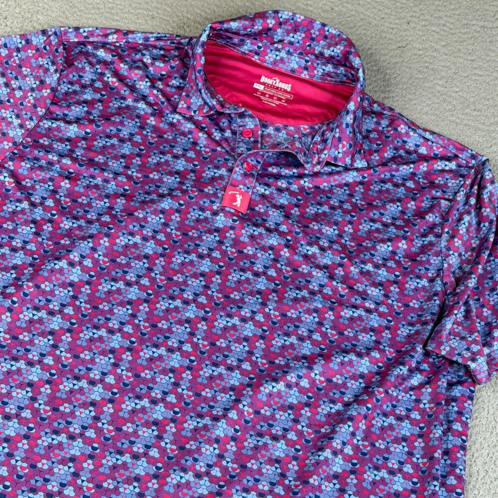 BOGEY BROS Golf Polo Shirt Mens XXL Purple Blue Pink Whale Tail Performance